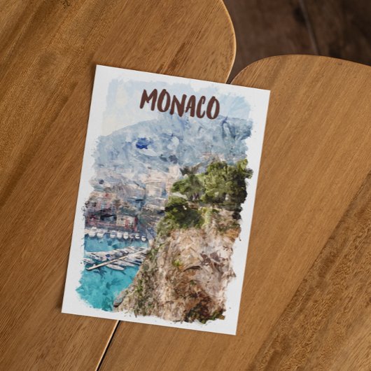 Monaco Retro Travel Port Uitzicht Briefkaart