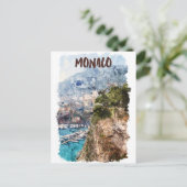 Monaco Retro Travel Port Uitzicht Briefkaart (Staand voorkant)