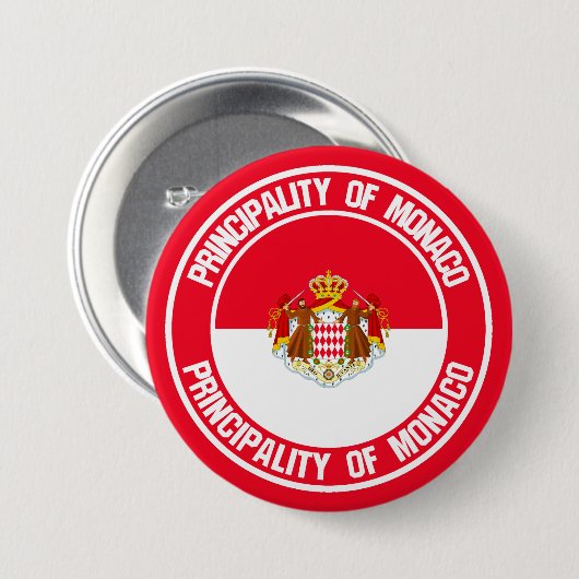 Monaco Round Emblem Ronde Button 7,6 Cm (Voorkant /achterkant)