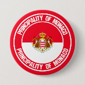 Monaco Round Emblem Ronde Button 7,6 Cm (Voorkant)