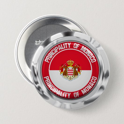 Monaco Round Emblem Ronde Button 7,6 Cm (Voorkant /achterkant)