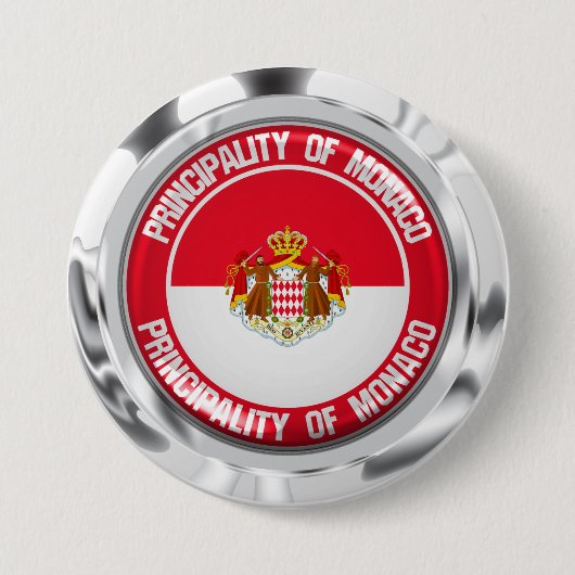 Monaco Round Emblem Ronde Button 7,6 Cm (Voorkant)