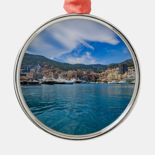 Monaco Skyline Metalen Ornament (Voorkant)