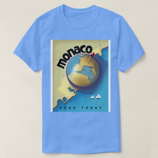 Monaco stijl reisposter t-shirt (Design voorkant)