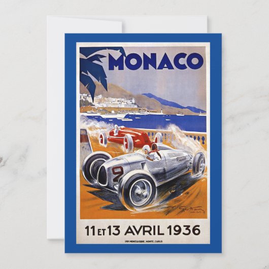 Monaco travel poster, 1936 auto race, (Voorkant)