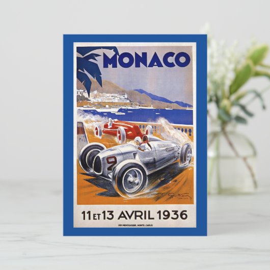 Monaco travel poster, 1936 auto race, (Staand voorkant)