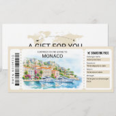 Monaco Trip Boarding Pass Ticket Kaart (Voorkant / Achterkant)