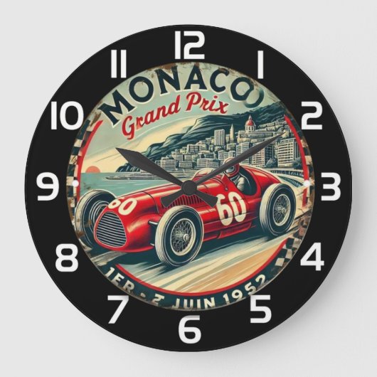 Monaco Vintage Racing Poster Grote Klok (Voorkant)