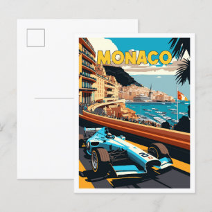 Monaco vintage reisillustratie briefkaart