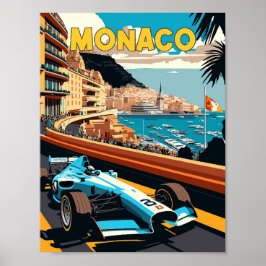Monaco vintage reisillustratie poster