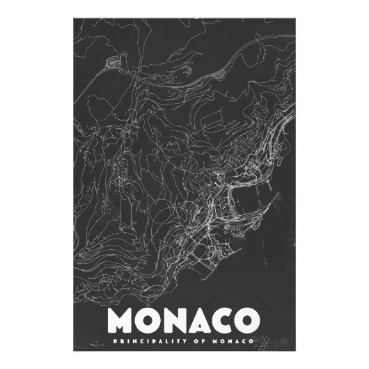 Monaco Vintage Reiskaart Foto Afdruk (Voorkant)