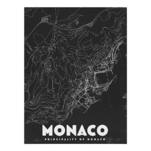 Monaco Vintage Reiskaart Perfect Poster