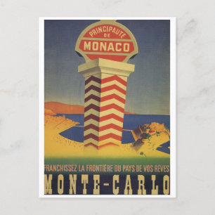 Monaco Vintage Travel Briefkaart Monte Carlo
