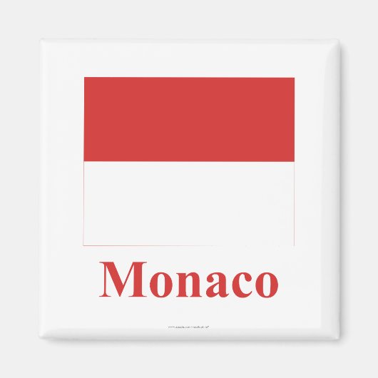 Monaco Vlag met Naam Magneet (Voorkant)
