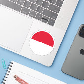 Monaco Vlag Ronde Sticker (Laptop met iPhone)