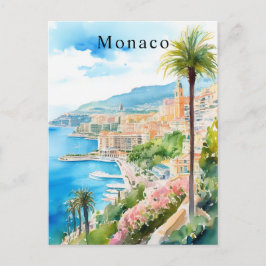 Monaco Waterverf Retro Reizen Mediterraan Briefkaart