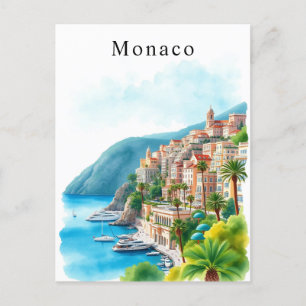 Monaco Waterverf Retro Travel Art Briefkaart