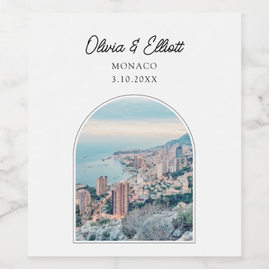 Monaco Wijnlabel voor bruiloft Wijn Etiket (Enkel label)