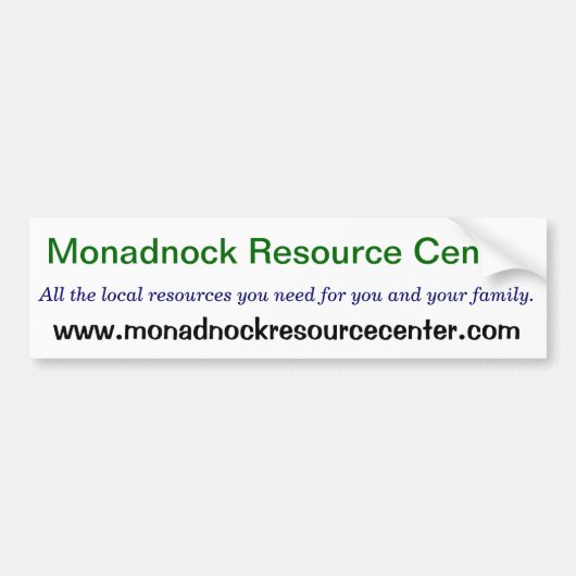 Monadnock Resource Center Bumpersticker (Voorkant)