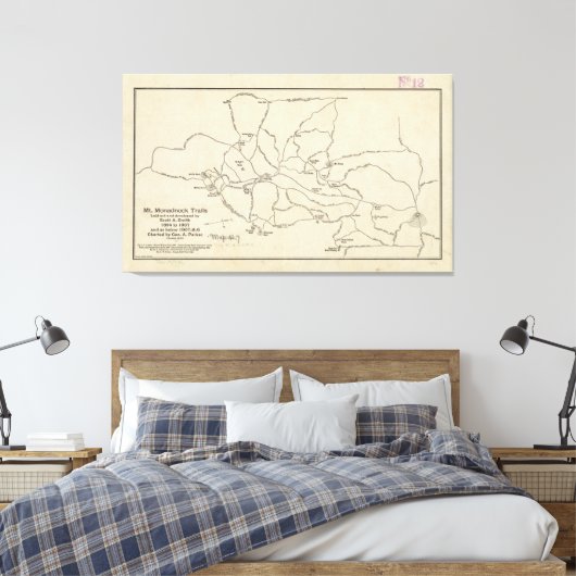  Monadnock Trail Map (1910) Canvas Afdruk (Insitu (Slaapkamer))