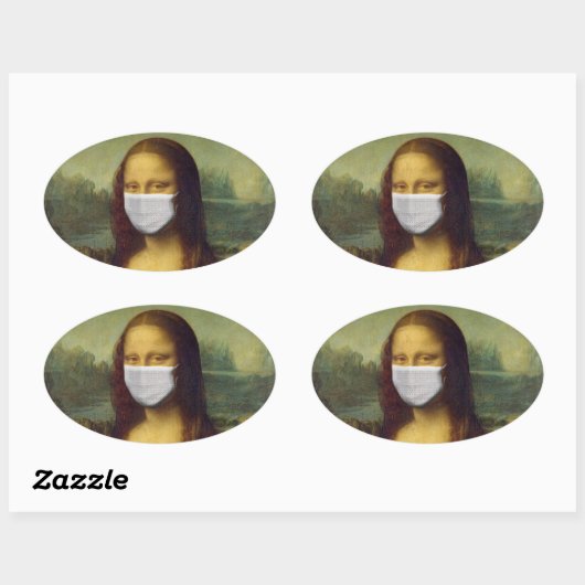 MONALISA MET MASKPARODY-STICKERS OVALE STICKER (Vel)