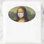 MONALISA MET MASKPARODY-STICKERS OVALE STICKER (Tas)