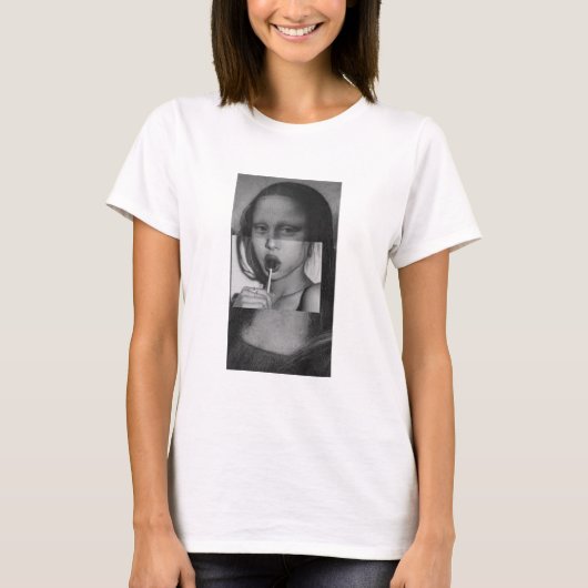 Monalisa with a Lollipop T-Shirt B&W (Voorkant)