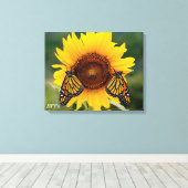 Monarch Butterfies on Sunflower Canvas Afdruk (Insitu (Houten vloer))