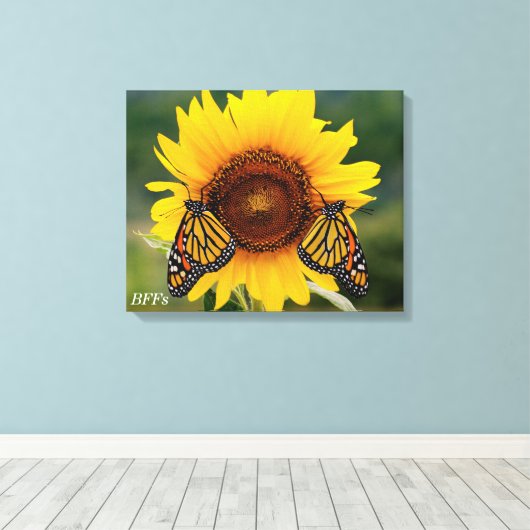 Monarch Butterfies on Sunflower Canvas Afdruk (Insitu (Houten vloer))