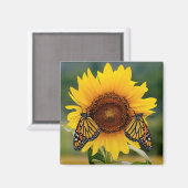 Monarch Butterfies on Sunflower Magneet (Voorkant / Achterkant)