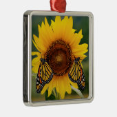 Monarch Butterfies on Sunflower Metalen Ornament (Rechts)