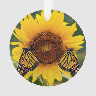 Monarch Butterfies on Sunflower Ornament