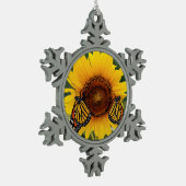 Monarch Butterfies on Sunflower Tin Sneeuwvlok Ornament (Links)