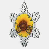 Monarch Butterfies on Sunflower Tin Sneeuwvlok Ornament (Rechts)