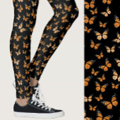 Monarch Butterflies Black Whimsical Patterned Leggings