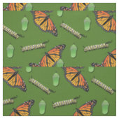Monarch Butterflies Caterpilars Fabric Stof (Swatch)