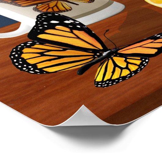 Monarch Butterflies en Tea Haiku Poster (Hoek)