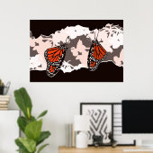 Monarch Butterflies Feeding on Swan Plant Blooms Poster (Thuiskantoor)