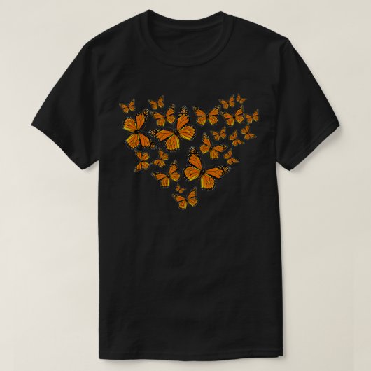 Monarch Butterflies Heart Patroon Lovely T-shirt (Design voorkant)
