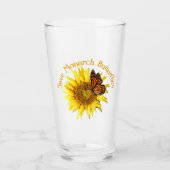Monarch Butterflies, Monarch, op een zonnebloem be Glas (Voorkant)