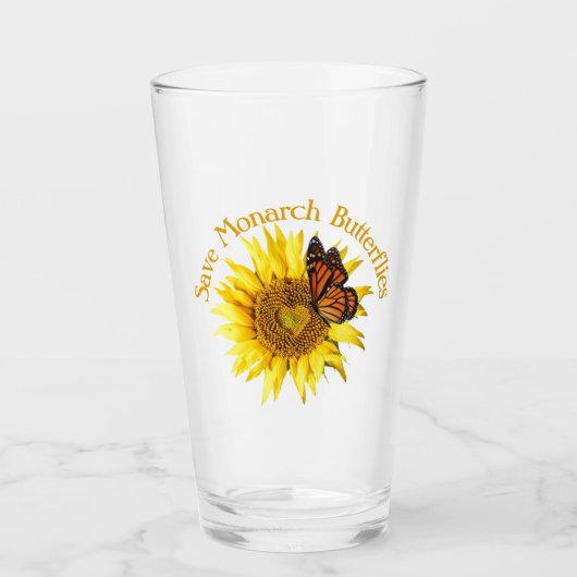 Monarch Butterflies, Monarch, op een zonnebloem be Glas (Voorkant)