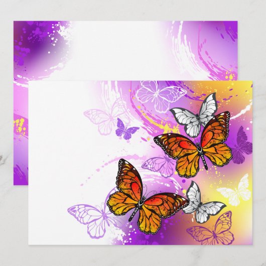 Monarch Butterflies on Purple Background Advieskaart (Voorkant / Achterkant)