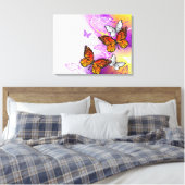 Monarch Butterflies on Purple Background Canvas Afdruk (Insitu (Slaapkamer))