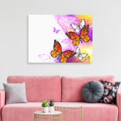 Monarch Butterflies on Purple Background Canvas Afdruk (Insitu (Woonkamer))