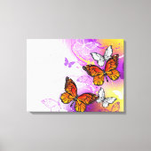 Monarch Butterflies on Purple Background Canvas Afdruk (Voorkant)