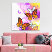 Monarch Butterflies on Purple Background Canvas Afdruk (Insitu (Woonkamer))