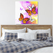 Monarch Butterflies on Purple Background Canvas Afdruk (Insitu (Slaapkamer))