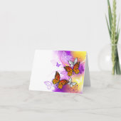 Monarch Butterflies on Purple Background Kaart (Voorkant)