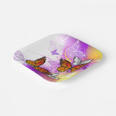 Monarch Butterflies on Purple Background Papieren Bordje (Gebogen)