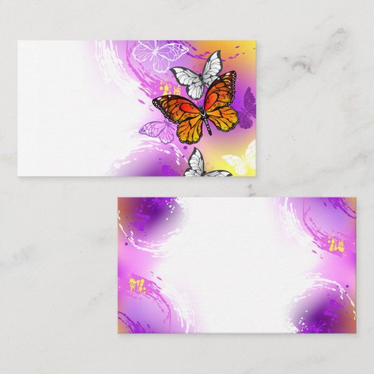 Monarch Butterflies on Purple Background Plaatskaartje (Voorkant / Achterkant)